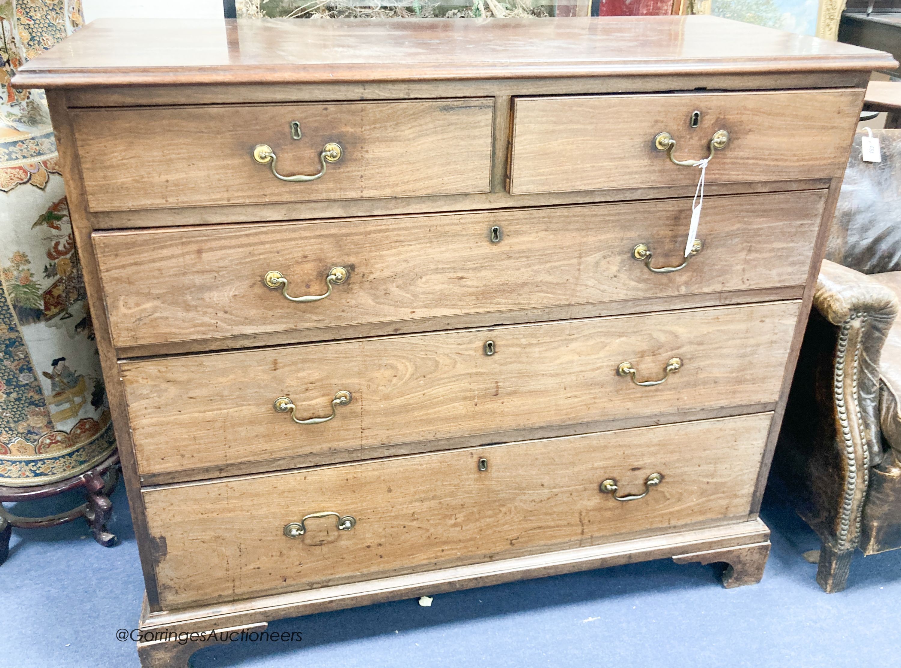 A George III mahogany chest, width 114cm, depth 51cm, height 99cm